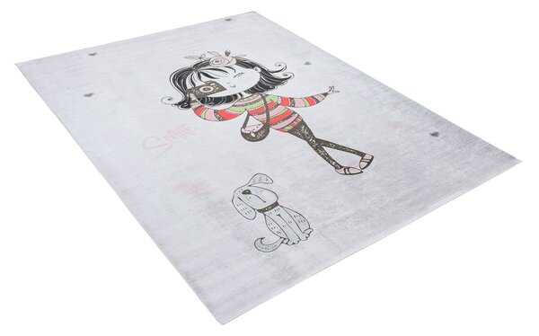 Makro Abra Dětský kusový koberec vhodný k praní BAMBINO 2645 Holčička protiskluzový šedý Rozměr: 80x150 cm