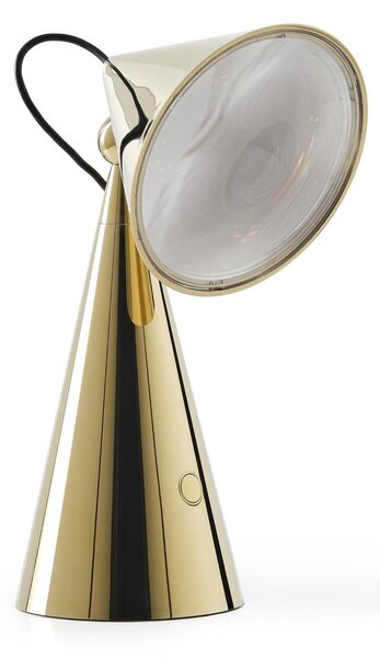 Stolní lampa Tom Dixon, POSE, stmívatelné, Zlatá / mosazná, Obývací pokoj, Plast, Design