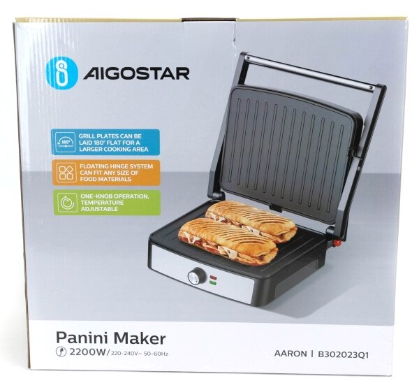 Aigostar - Kontaktní gril 2200W/230V černá/nerez