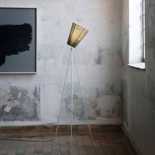 Stojací Lampa Northern, Oslo Wood, stmívatelné, Zelená, Obývací pokoj, Tkanina / Textil, Design