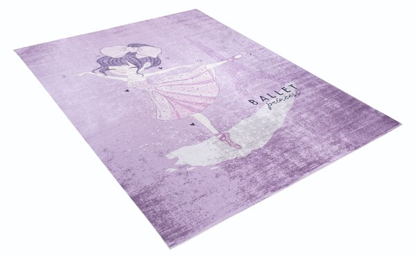 Makro Abra Dětský kusový koberec vhodný k praní BAMBINO 41960 Baletka protiskluzový fialový Rozměr: 120x170 cm