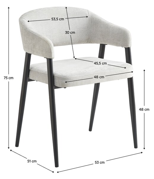 Designové jídelní křeslo, světle šedá/černá, NIZAR TYP 2