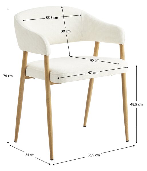 Designové jídelní křeslo, krémová/buk, NIZAR TYP 1