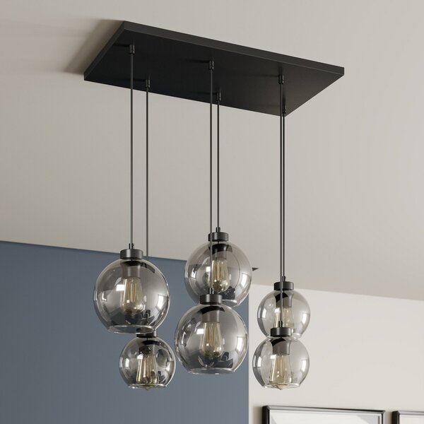 Závěsná svítidlo TK Lighting, Cubus, stmívatelné, Šedá, Obývací pokoj, Sklo, Moderní