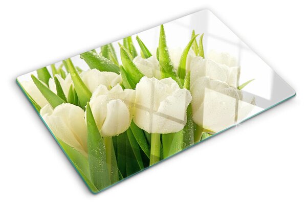 Skleněné krájecí prkénko Tulipány v kapkách vody ddk-nr-wm-00003979