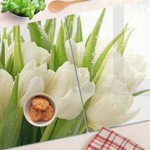 Skleněné krájecí prkénko Tulipány v kapkách vody ddk-nr-wm-00003979