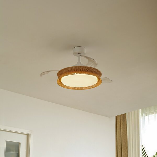 Stropní Lampa Lucande, Lineta, stmívatelné, Béžová, Obývací pokoj, Dřevo, Venkovský / rustikální
