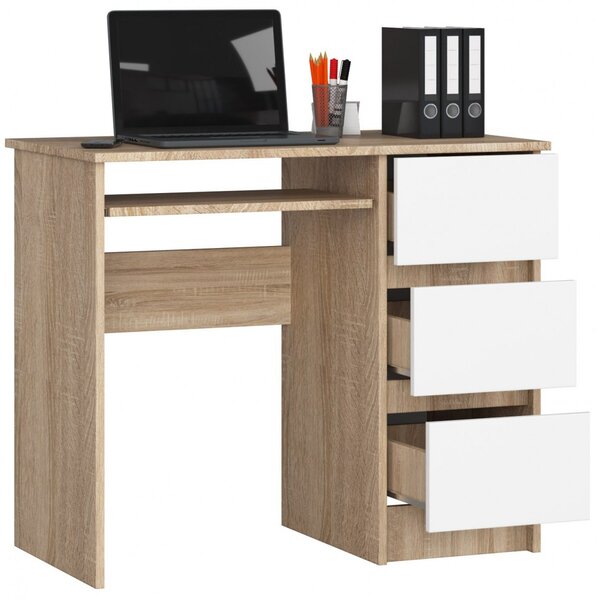 Ak furniture Psací stůl A-6 90 cm dub sonoma/bílý pravý