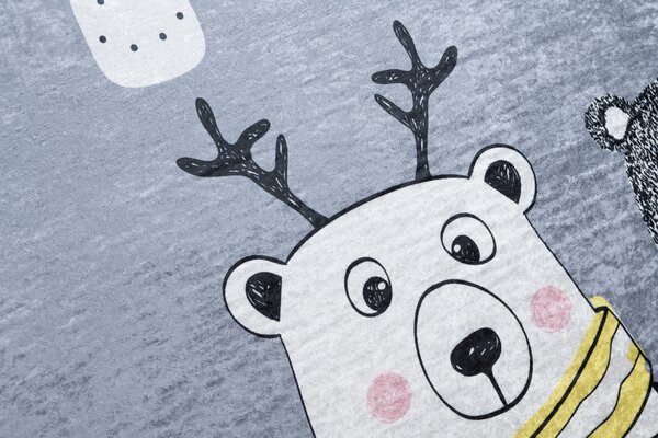 Makro Abra Dětský kusový koberec vhodný k praní BAMBINO 2027 Cesta Medvěd protiskluzový šedý Rozměr: 80x150 cm