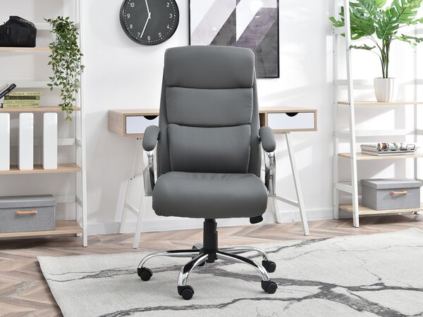 Křeslo Luxus (šedá + chromová). Akce -15%