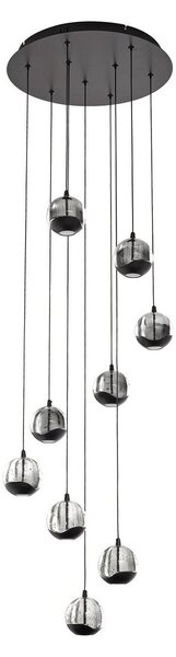 Závěsná svítidlo Lucande, Hayley, Černá, Obývací pokoj, Sklo, Design