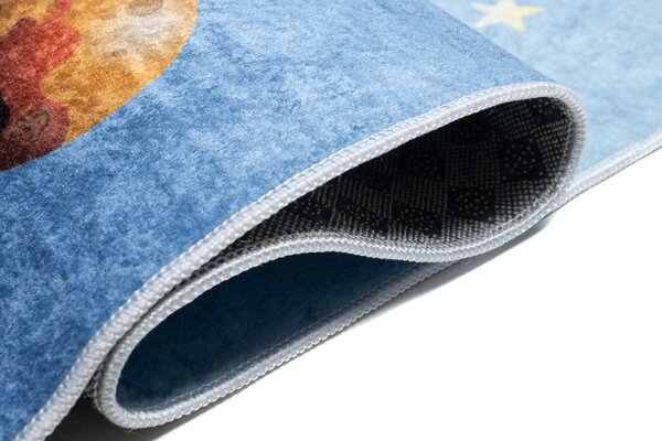 Makro Abra Dětský kusový koberec vhodný k praní BAMBINO 2697 Kosmonaut Vesmír Raketa protiskluzový modrý Rozměr: 80x150 cm