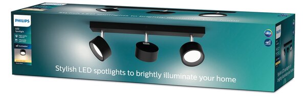Stropní Lampa Philips, Bracia, Černá, Obývací pokoj, Kov, Moderní
