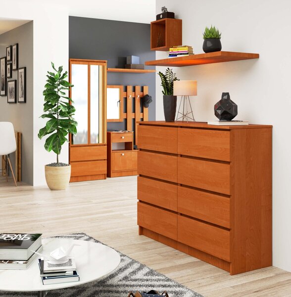 Ak furniture Komoda Kuba 120 cm 8 šuplíků olše