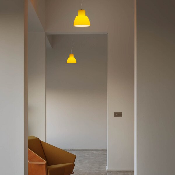 Závěsná svítidlo Nemo Lighting, Lorosae, stmívatelné, Žlutá, Obývací pokoj, Sklo