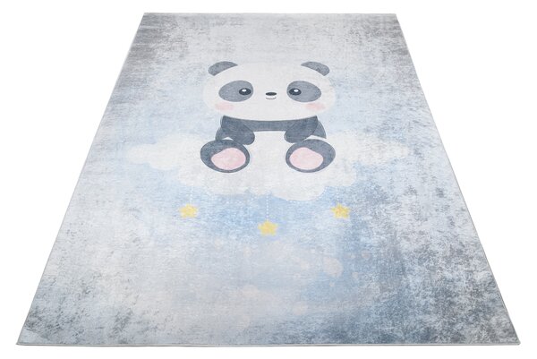 Makro Abra Dětský kusový koberec vhodný k praní BAMBINO 2776 Medvídek protiskluzový modrý Rozměr: 80x150 cm