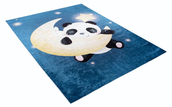 Makro Abra Dětský kusový koberec vhodný k praní BAMBINO 2322 Medvídek Měsíc Vesmír Hvězdy protiskluzový modrý Rozměr: 80x150 cm