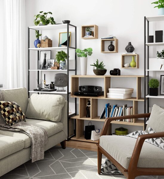 Ak furniture Sada polic Kika 25x25 cm dub sonoma