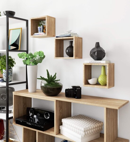 Ak furniture Sada polic Kika 25x25 cm dub sonoma