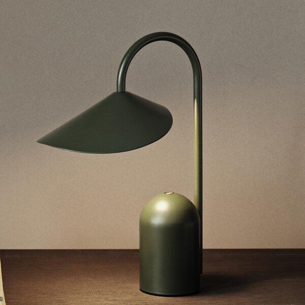 Stolní lampa ferm LIVING, Arum, stmívatelné, Zelená, Terasa, Kov, Design