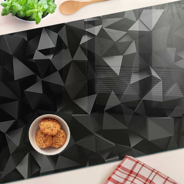Skleněná deska do kuchyně Polygonální geometrie v odstínech černé ddk-nr-wm-00005407