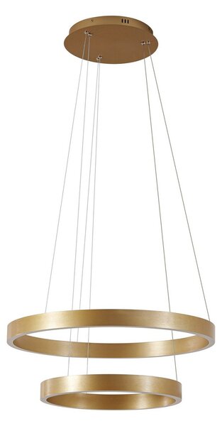 Závěsná svítidlo Lucande, Yonam, stmívatelné, Zlatá / mosazná, Jídelna, Kov, Moderní