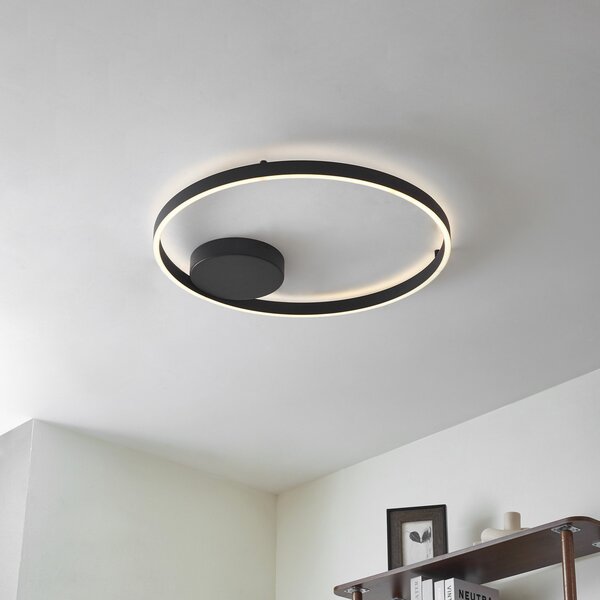 Stropní Lampa Lucande, Moise, stmívatelné, Černá, Obývací pokoj, Hliník, Moderní