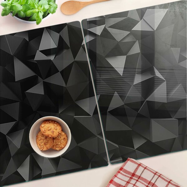 Skleněná deska do kuchyně Polygonální geometrie v odstínech černé ddk-nr-wm-00005407