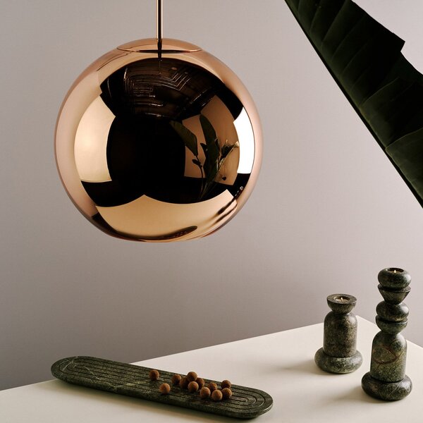 Závěsná svítidlo Tom Dixon, Copper Round, stmívatelné, Měděná, Obývací pokoj, Plast, Design