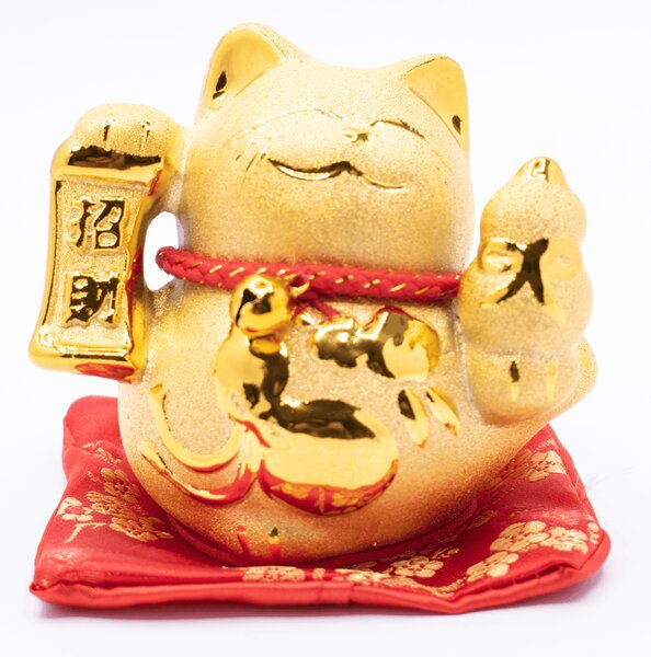 Maneki neko - zlatá mávající kočička - pokladnička MP1