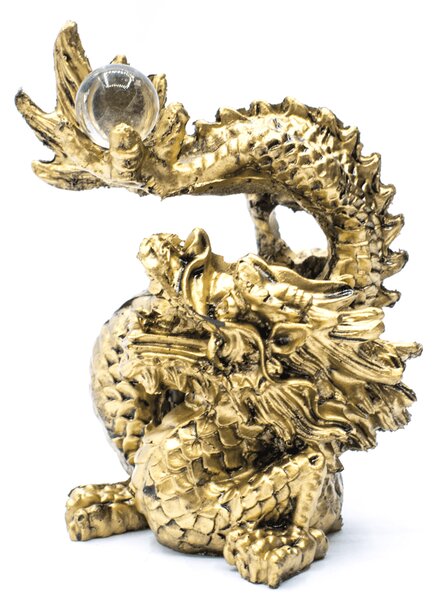 Drak s křišťálovou koulí - soška feng shui