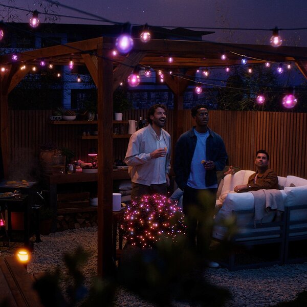 Světelné řetězy Philips Hue, Festavia Globe, stmívatelné, Černá, Balkon, Kov, Moderní