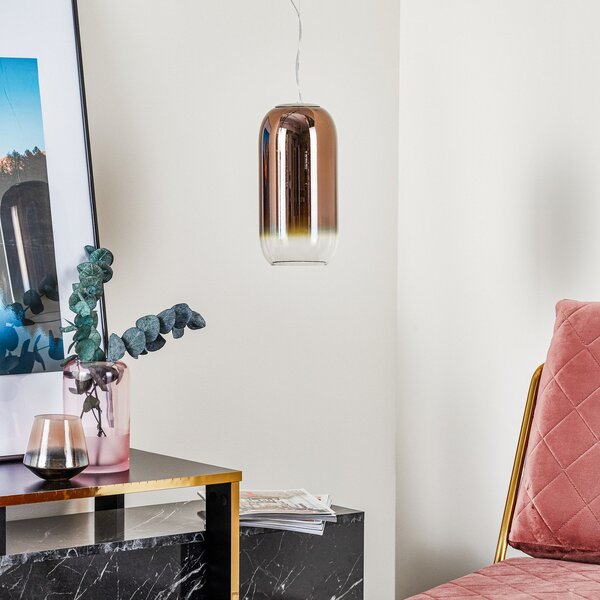 Závěsná svítidlo Artemide, Gople Mini, stmívatelné, Měděná, Obývací pokoj, Sklo, Design