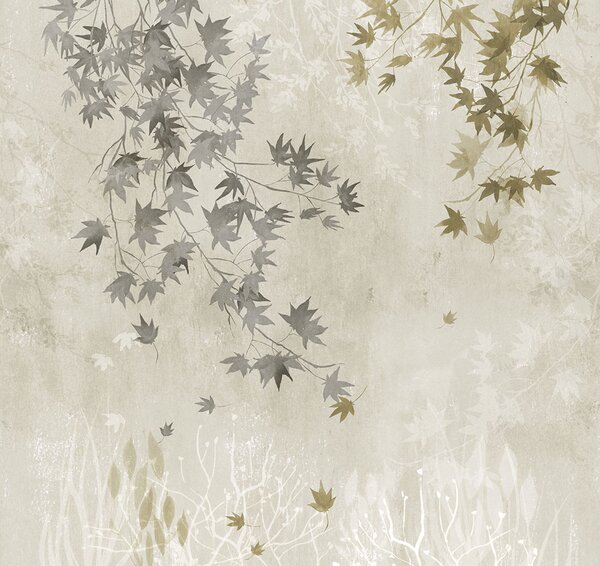 Vliesová obrazová tapeta na zeď, šedá, větvičky, listy, FW4026-3, Feature Walls, Decoprint
