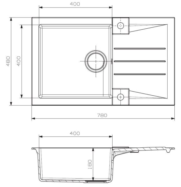 ALVEUS SETA23201 - Kuchyňský dřez ROCK+dřezová baterie MINTAS 34 cm granit/černá