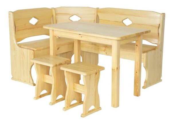 Drewmax NR104 dřevěná rohová lavice SET masiv borovice