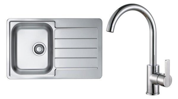 ALVEUS SET0026 - Kuchyňský dřez LINE + dřezová baterie TONIA 29,5 cm satin/chrom