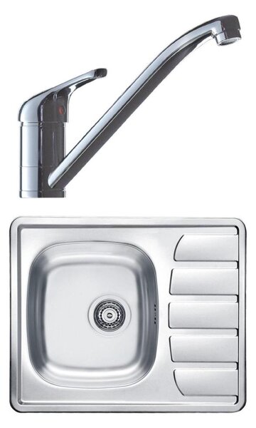 ALVEUS SETA265 - Kuchyňský dřez ZOOM+dřezová baterie RIVIERA 14,8 cm satin/chrom
