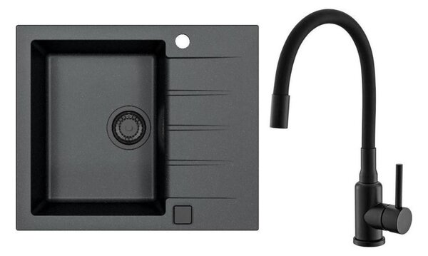 ALVEUS SETA23230 - Kuchyňský dřez CADIT+dřezová baterie MINTAS 34cm granit/černá