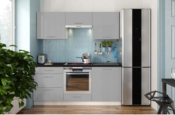 Kuchyňská linka CELESTE 180 cm lesklá šedá