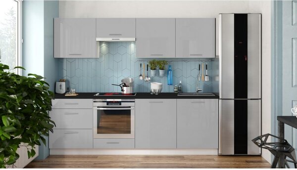 Kuchyňská linka CELESTE 240 cm lesklá šedá