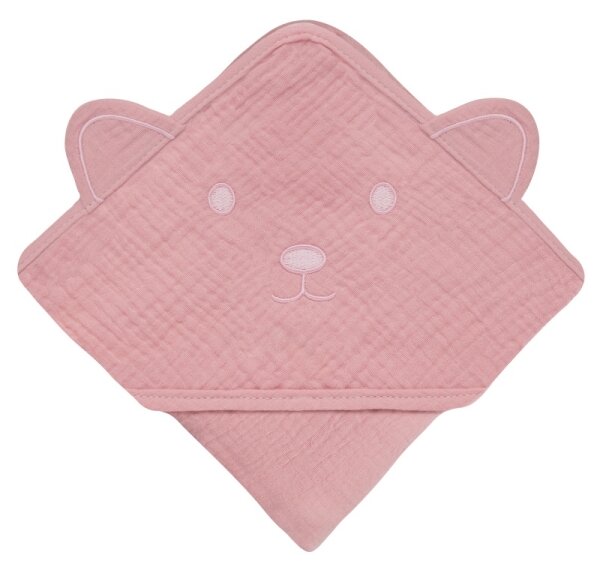 Lionelo - Dětská osuška s kapucí MUSLIN HOODED TOWEL Pink Baby