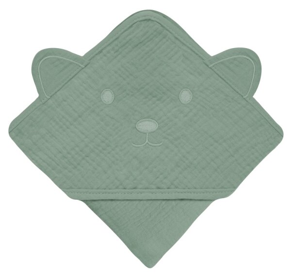 Lionelo - Dětská osuška s kapucí MUSLIN HOODED TOWEL Green Forest