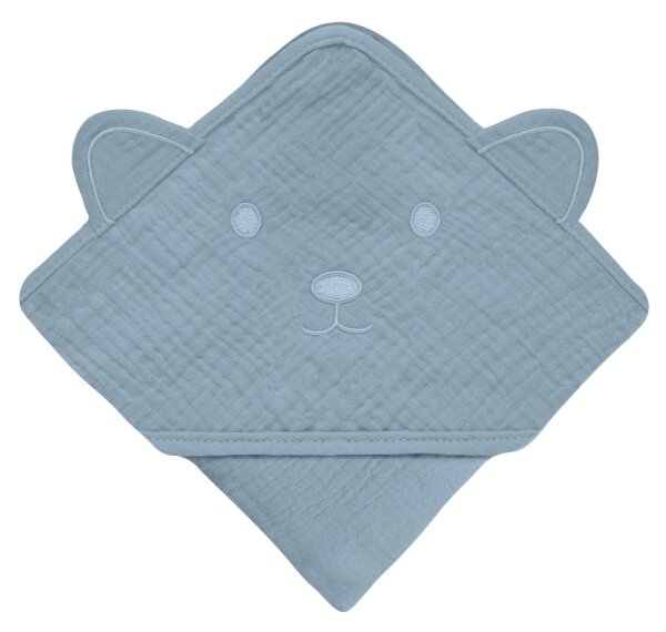 Lionelo - Dětská osuška s kapucí MUSLIN HOODED TOWEL Grey Sky
