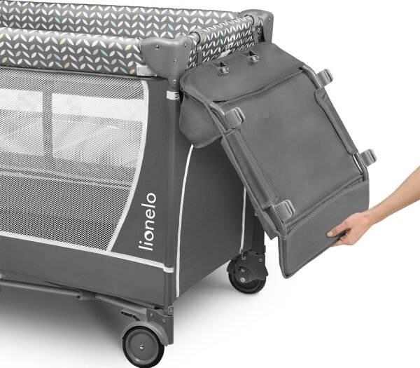 Lionelo - Cestovní postýlka FLOWER Grey Scandi