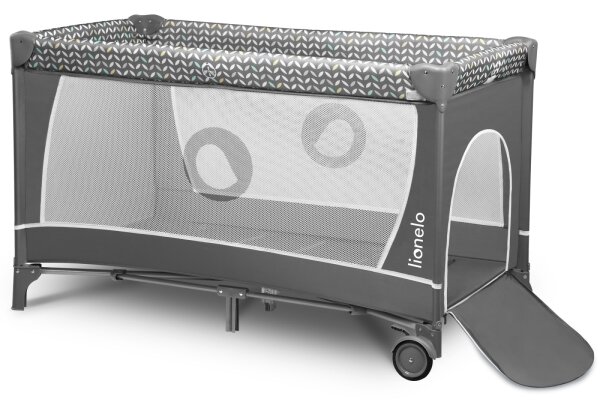 Lionelo - Cestovní postýlka FLOWER Grey Scandi