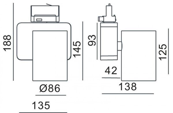 IMPR 707056 Deko-Light kolejnicový systém 3-fázový 230V Nihal 230V 33W 3000 K stříbrná 135 mm