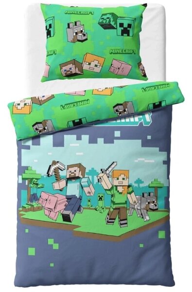 Carbotex povlečení bavlna Minecraft Vzhůru do Boje 140x200, 70x90 cm