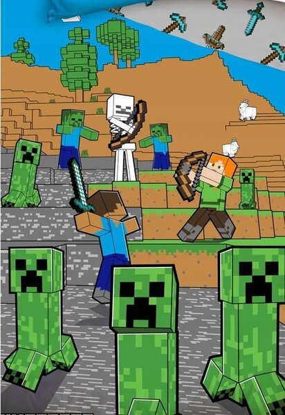 Carbotex povlečení bavlna Minecraft Time to Mine 140x200, 70x90 cm