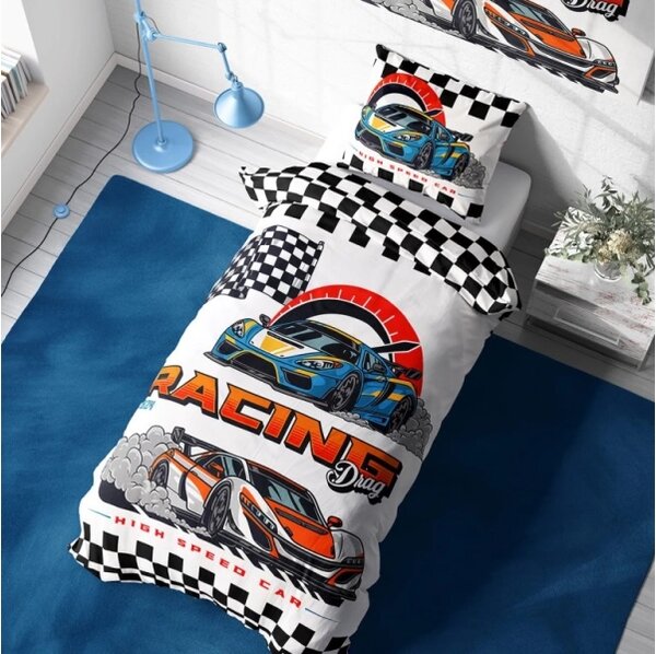 TipTrade povlečení bavlna Auta Racing Drag 140x200, 70x90 cm